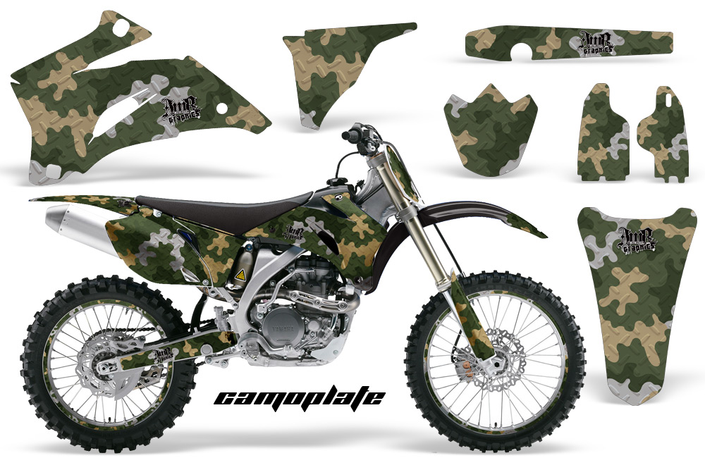 Yamaha YZ 250F 450F 02-09 Graphics Kit Camoplate Green-Grey-Tan NPs